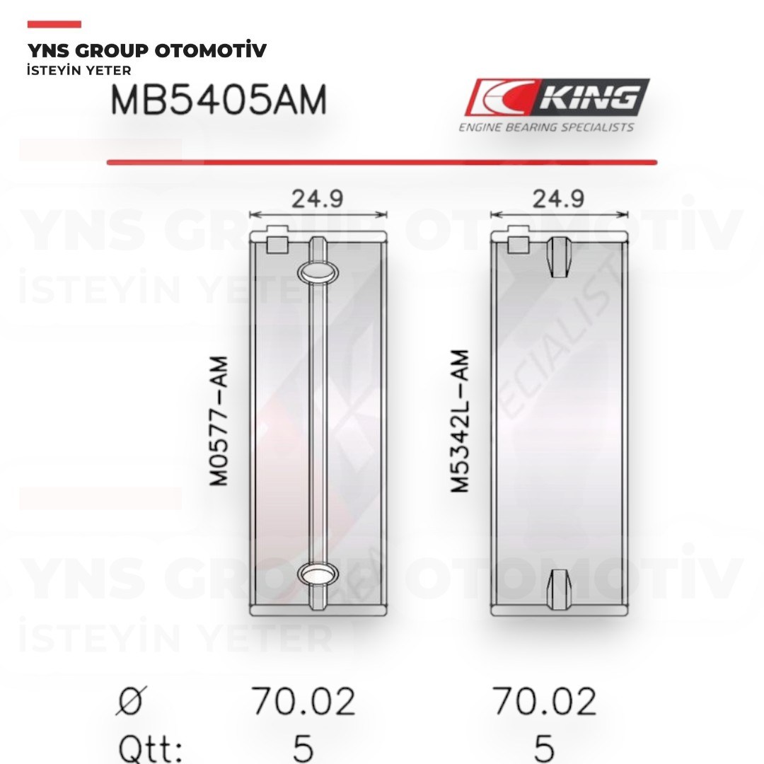 Mitsubishi L200 06- Cr L300 01- 2.5 cc Ana Yatak Takım Std (Gezi Aysız) King - Mb5405am / Md310665