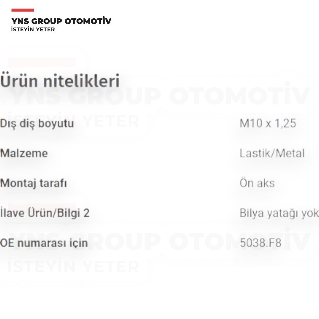 Citroen C4 Aircross 12- Mitsubishi Lancer 08- Outlander 06-12 P4007 07-13 P4008 12- Ön Amortisör Takozu (Rulmansız) (Sağ = Sol) Swag - 62937770