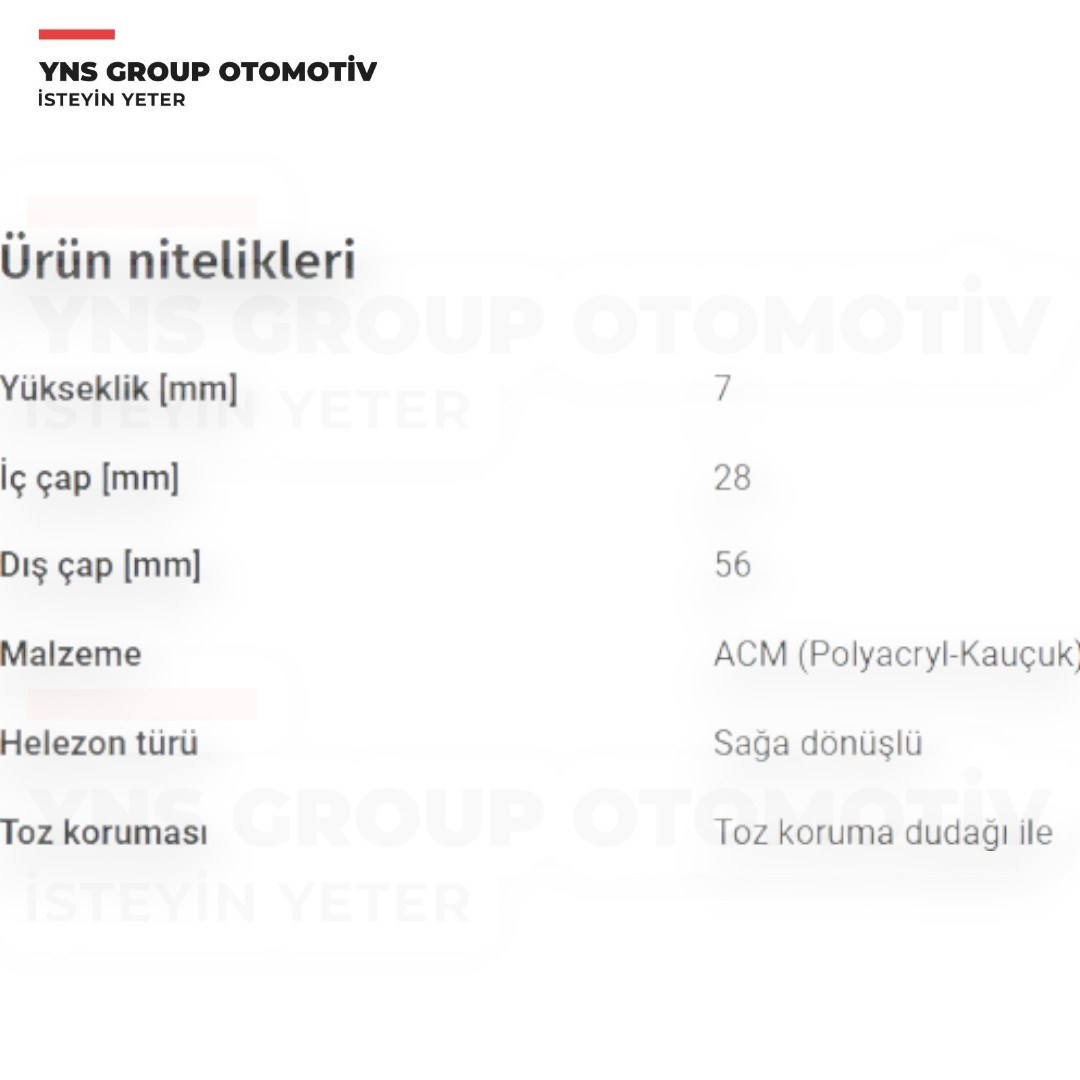 Mitsubishi Carisma 95-06 1.6 - 1.8 Space Star 98-04 1.3 Volvo S40 95-00 1.8 V40 95-00 1.6 - 1.8 Ön Aks Keçesi (27.94x56x8) Yns - M819932