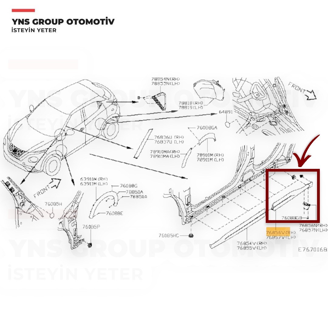 Nissan Juke 19-25 Arka Kapı Koruma Bandı (Çıtası) Sağ Orjinal - 828706pa0a
