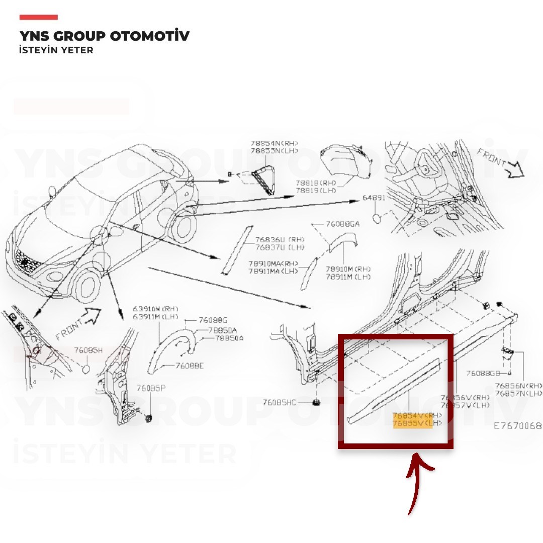 Nissan Juke 19-25 Ön Kapı Koruma Bandı (Çıtası) Sol Orjinal - 808716pa0a