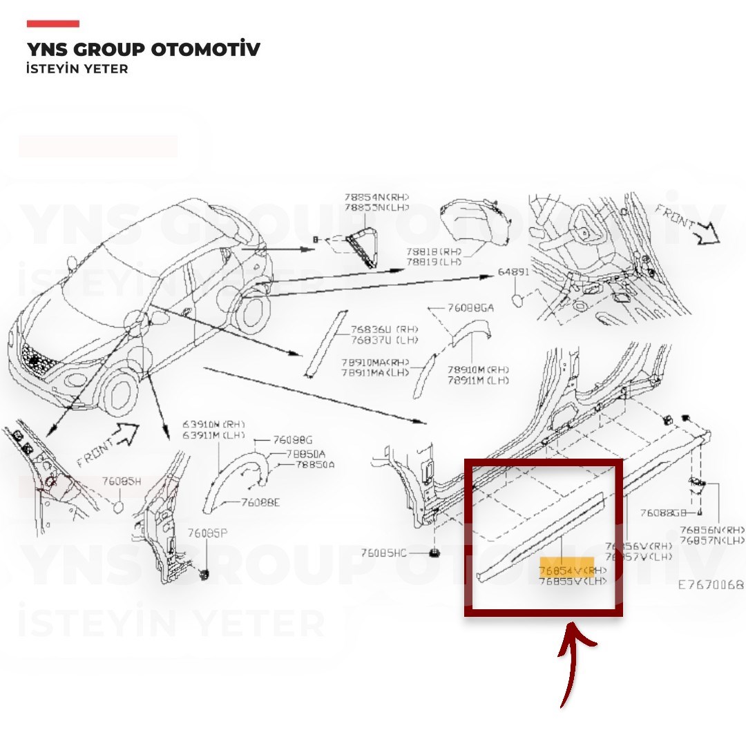 Nissan Juke 19-25 Ön Kapı Koruma Bandı (Çıtası) Sağ Orjinal - 808706pa0a