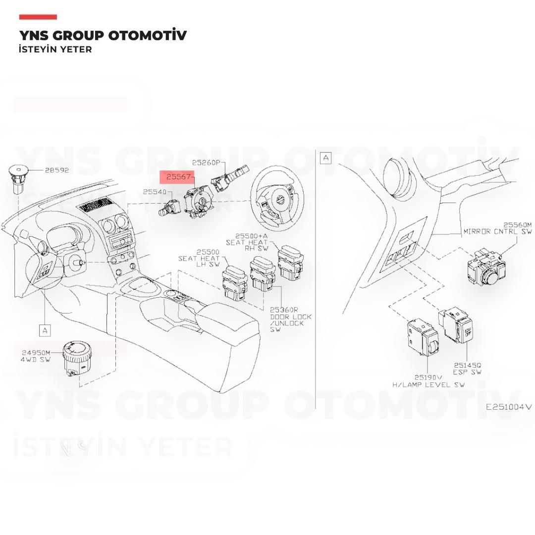 Nissan Navara 10- Note 06-12 Pathfinder 10- Qashqai / +2 10-13 Direksiyon Airbag Sargısı (Zemberek) Orjinal - B5567bh00a