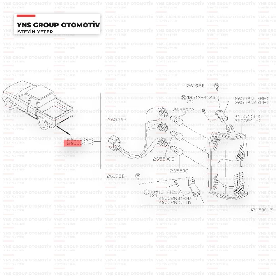 Nissan Pickup 98-05 D22 Skystar D23 05-12 Arka Stop Lambası Sol Depo - 21519f9lae