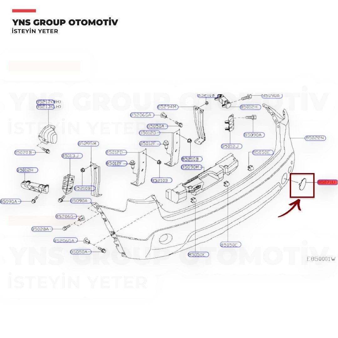 Nissan Qashqai J10 07-14 Arka Tampon Çeki Demiri Kapağı Orjinal - 85071br00a
