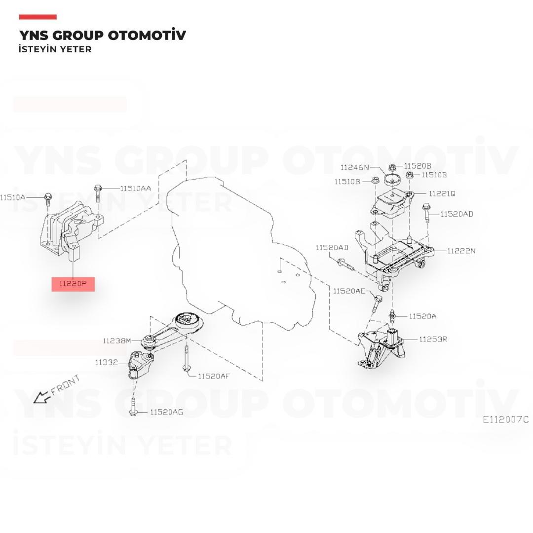 Nissan Qashqai J11 14- Juke F15 15- 1.2 - 1.5 Dci Renault Kadjar Megane Iv Scenic 15- 1.5 Dci Ön Motor Takozu (Kulağı) Sağ Orjinal (Mais - Value) - 112104ea0a / 7717355540
