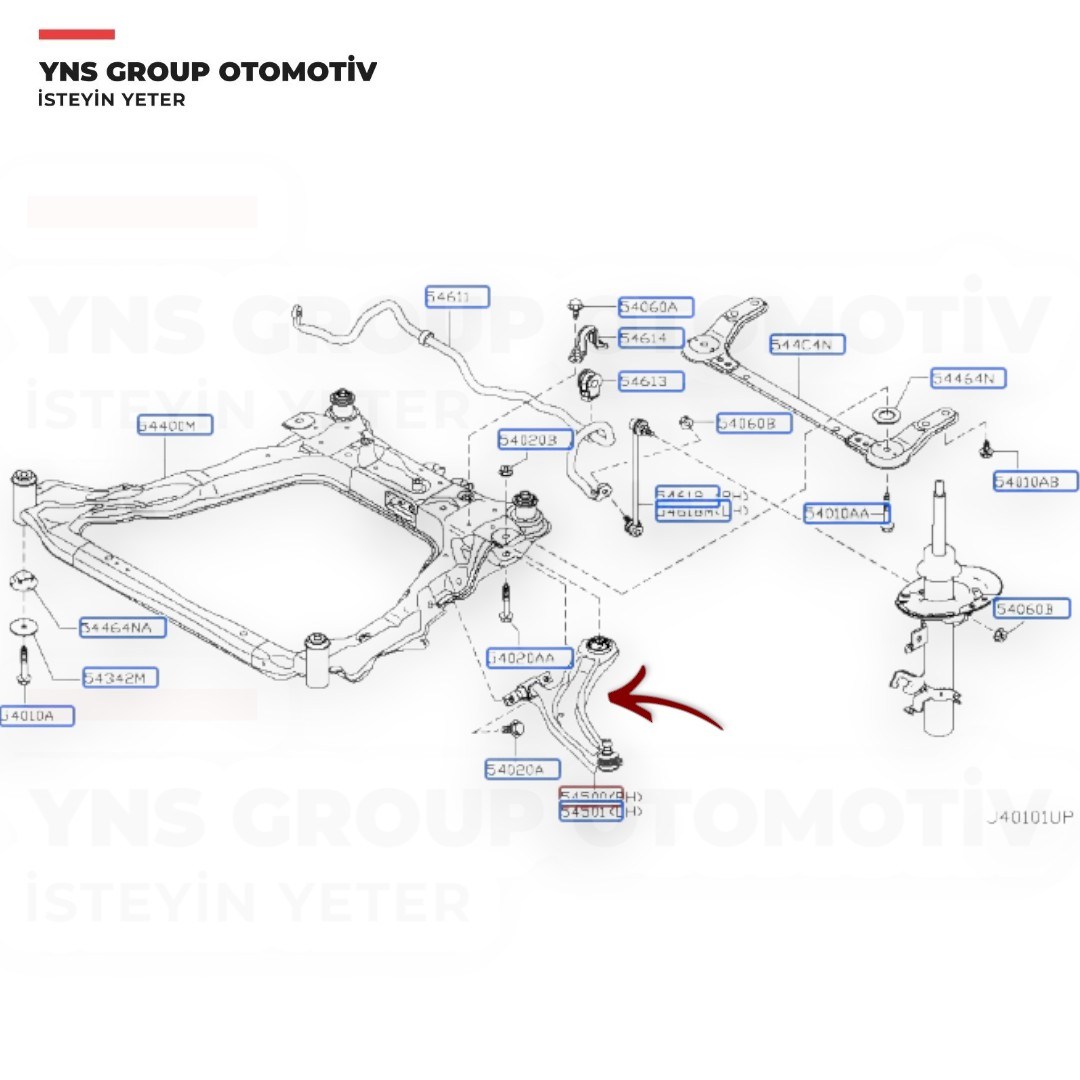 Nissan Xtrail T32 14-21 Renault Koleos 16- Alt Salıncak Sol (Rotilli) Yns - 545014ca0a