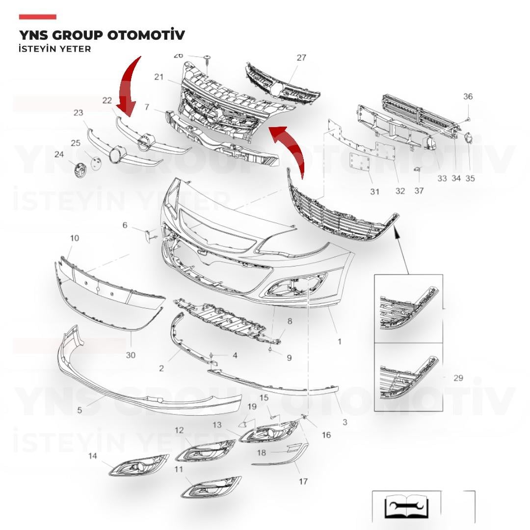 Opel Astra J 12-16 Ön Panjur Izgarası + Nikelajı Yns - 1320210 / 13387218 / 13368852 / 1322023