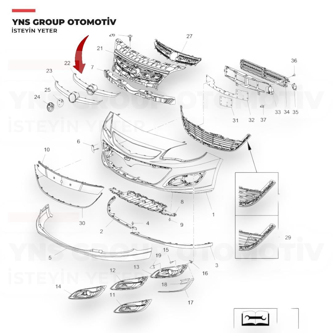 Opel Astra J 12-16 Ön Panjur Nikelajı Yns - 13368852 / 1322023