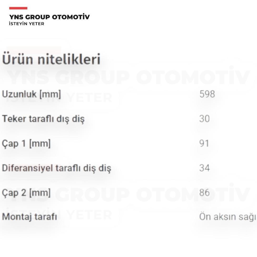 Opel Astra J Insignia A 13-17 (6t45) Otomatik A16 xht - B16dth Ön Aks Mili Komple Sağ Bsg - 65350090 / 23454672