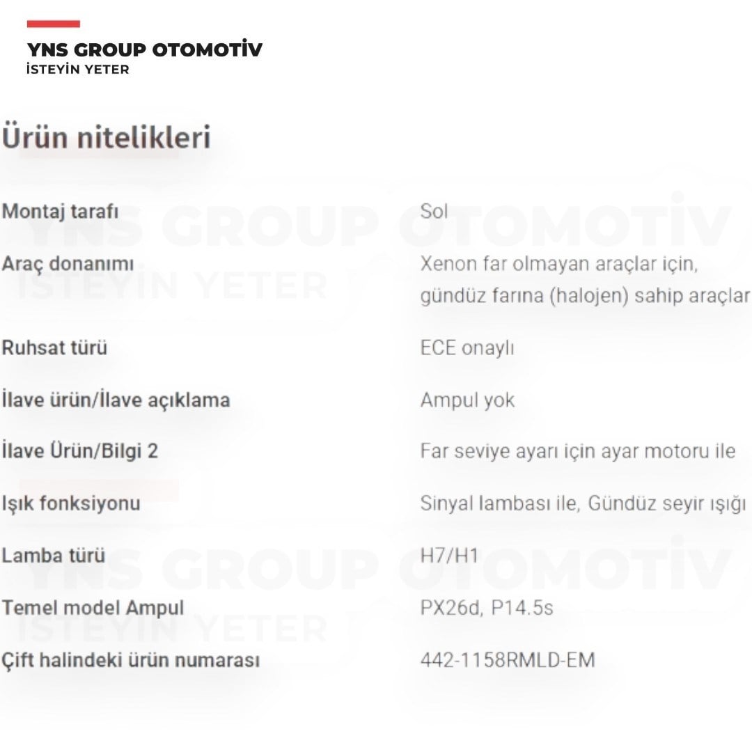 Opel Insignia A 09-17 Ön Far Lambası Sol Depo - 4421158lmldem / 22831926