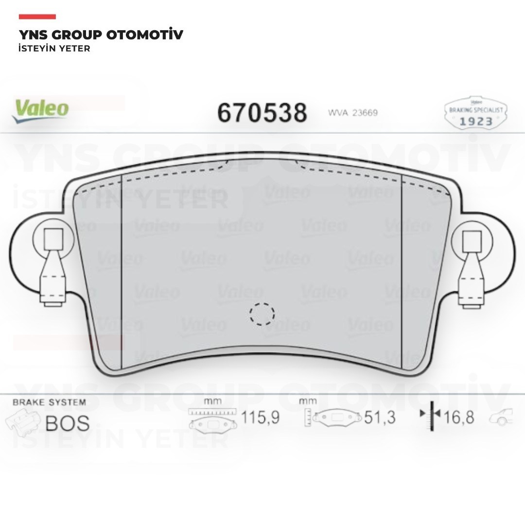 Opel Movano 98-10 Renault Master II 98-10 Arka Fren Balatası (Disk Tipi) Valeo - 670538
