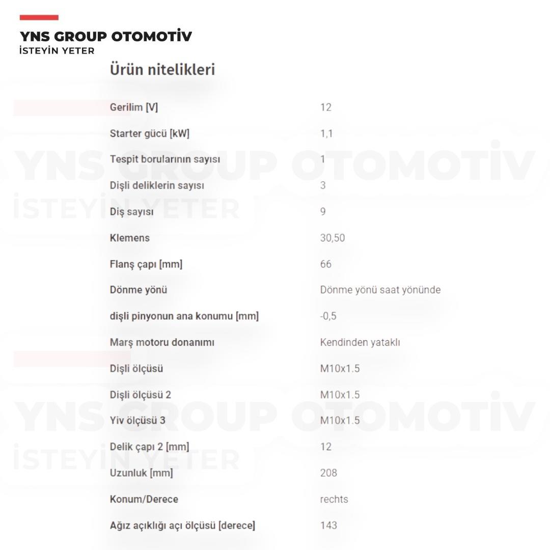 Opel Vivaro 01-14 1.9 F9q Renault Clio 04-14 2.0 F4r Laguna Megane 01-15 Scenic 01-09 Trafic 01-06 1.8 - 2.0 F4p - F4r Marş Motoru (Dinamosu) Bosch - 1986s00679