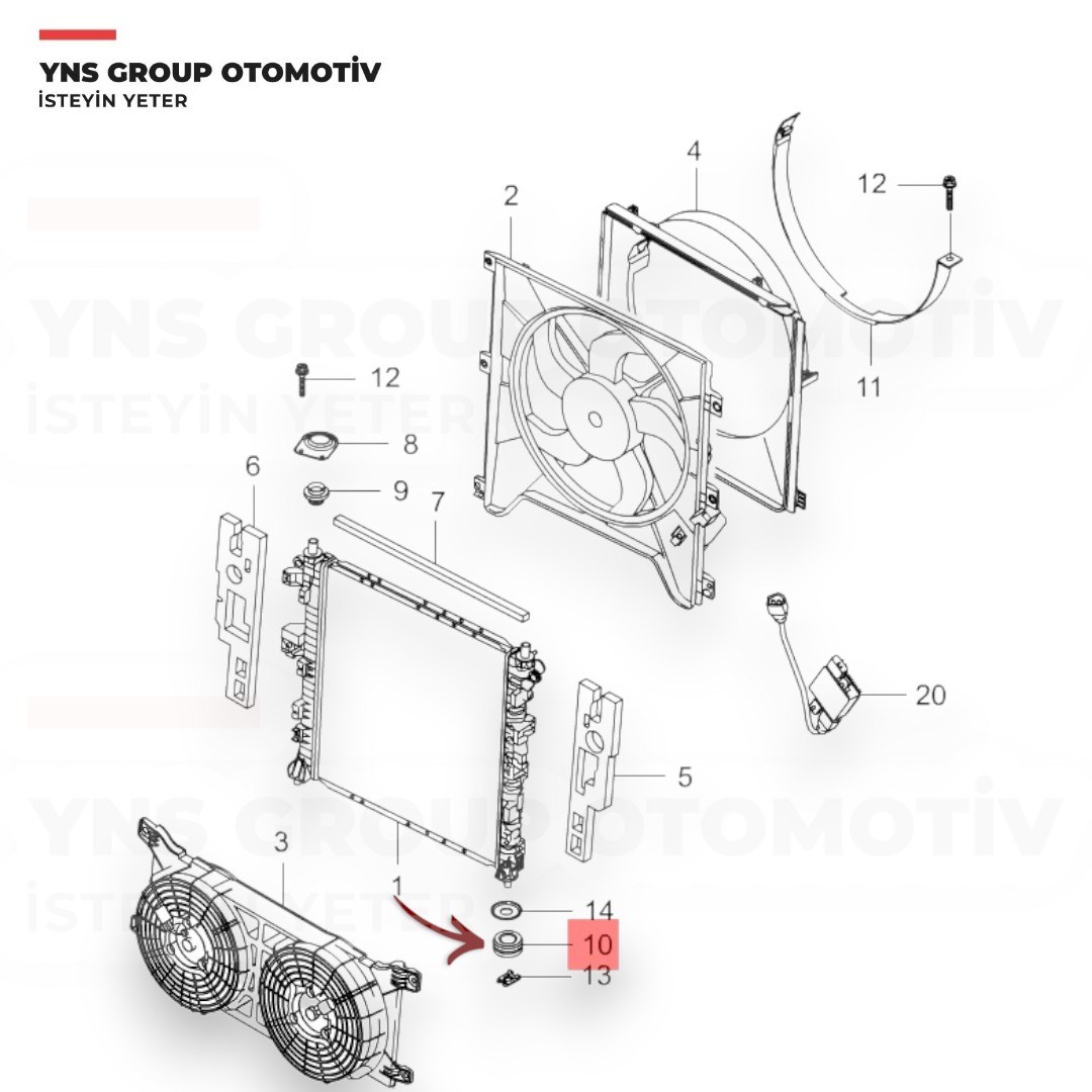 Ssangyong Actyon + Sports Kyron 05-14 Rexton 05- 2.0 Xdi Radyatör Alt Bağlantı Takozu Orjinal - 2133208000