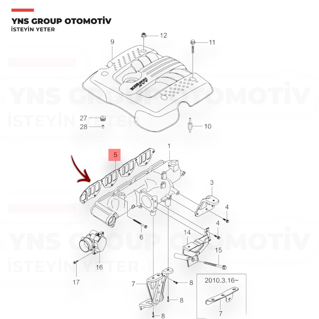 Ssangyong Actyon + Sports Kyron 06-14 2.0 Xdi Emme Manifold Contası Yns - 6641410480
