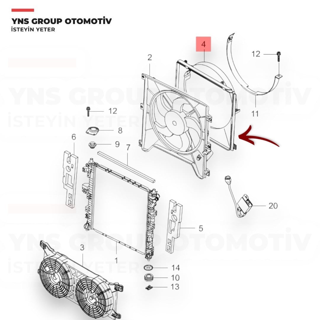 Ssangyong Actyon + Sports Kyron 08-14 2.0 Xdi Motor Su Radyatörü Fan Davlumbazı Orjinal - 2165131020