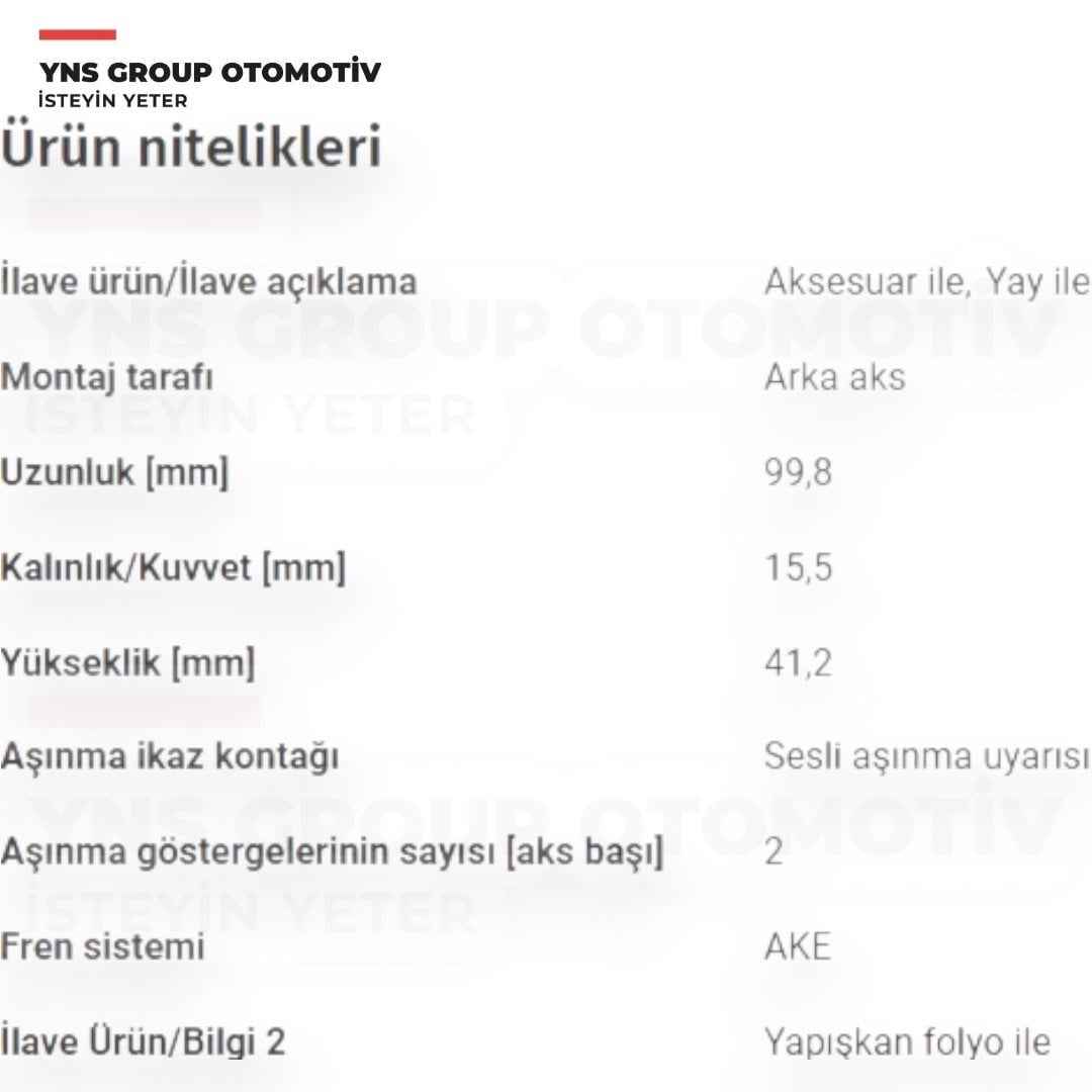 Ssangyong Korando 10- 2.0 e-Xdi / 19- Tivoli Xlv 15- Torres 22- 1.5 - 1.6 Xdi Arka Fren Balatası (Yay Delikli) RoadHouse - 2136252 / 48413350b0