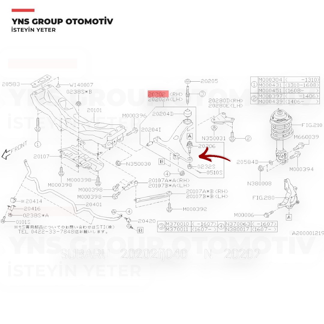 Subaru Xv 12-17 Alt Salıncak Sağ (Rotilli) Teknorot - Su638 / 20202fj040