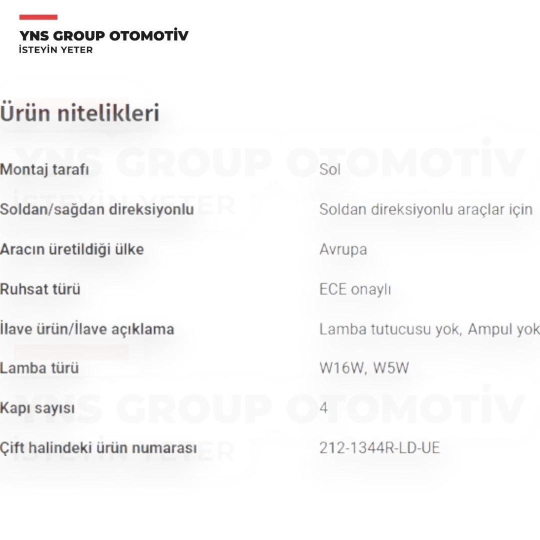 Toyota Corolla 13-18 Arka Stop Sol (Bagaj - İç) Depo - 2121344lldue - 8159102530
