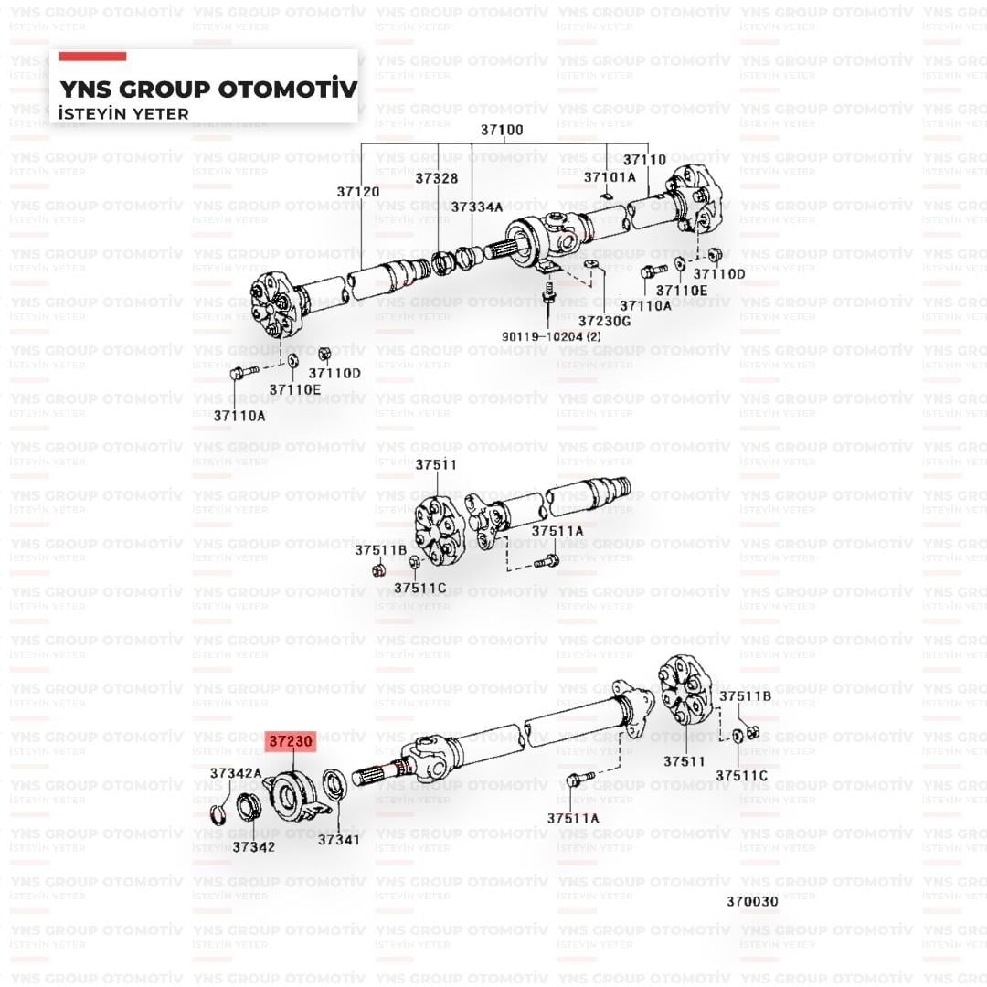 Toyota Hilüx 84-97 Ln65 - Ln105 - Ln106 Şaft Orta Askısı Blueprint - Adt38012