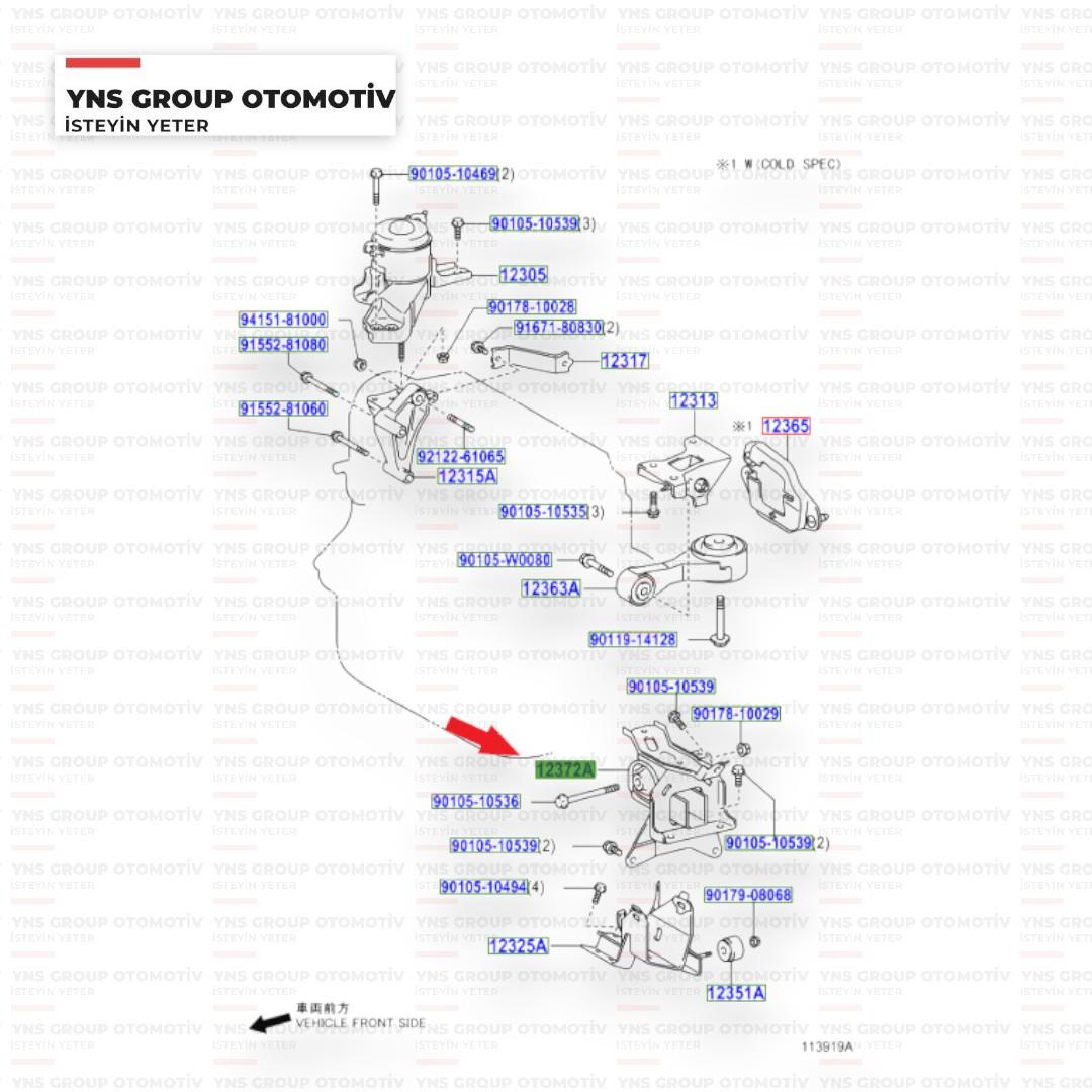 Toyota Yaris 05-10 1.3 Vvti Motor Takozu (Kulağı) Sol Üst Orjinal - 123720j041