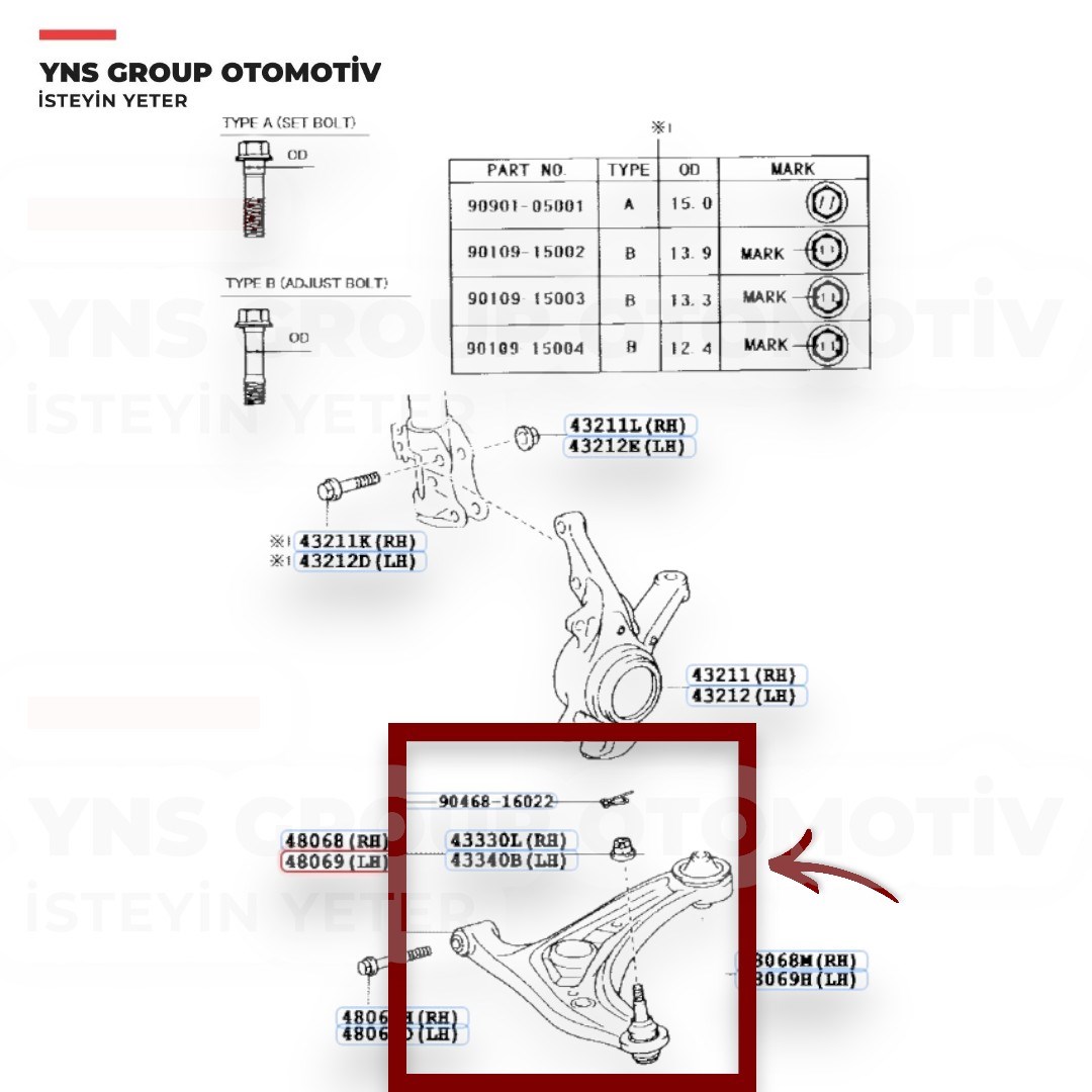 Toyota Yaris 06-20 Ön Salıncak Alt Sol Ctr - Cq0294l / 4806909041