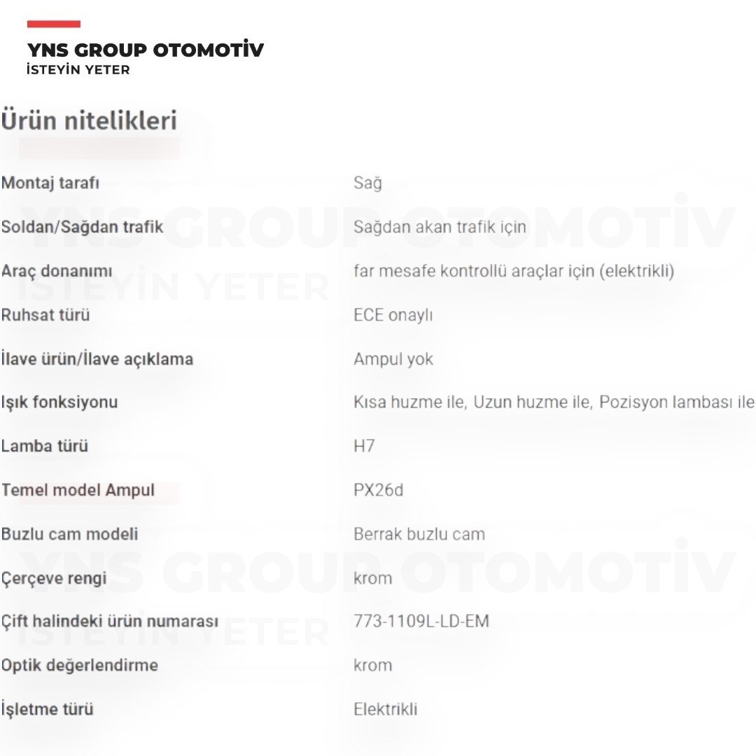 Volvo S40 V40 00-03 Ön Far Sağ (Elektrikli - Krom) Depo - 7731109rldem / 30864580