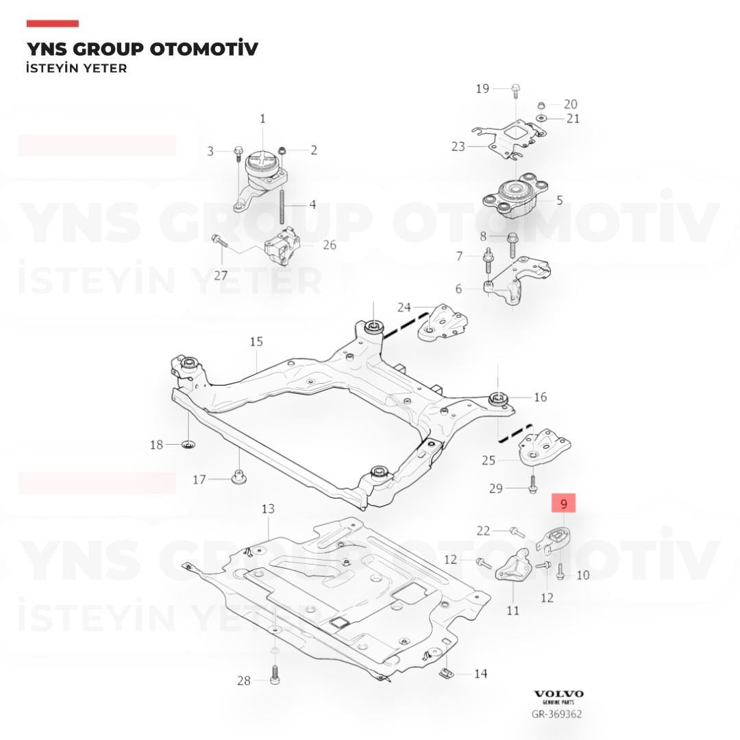 Volvo S60 II V60 10-18 S80 II V70 07-15 Ford Galaxy II Mondeo S-Max 06-15 2.0 Benzinli - Dizel Motor (Şanzıman) Takozu Arka Yns - 30680705