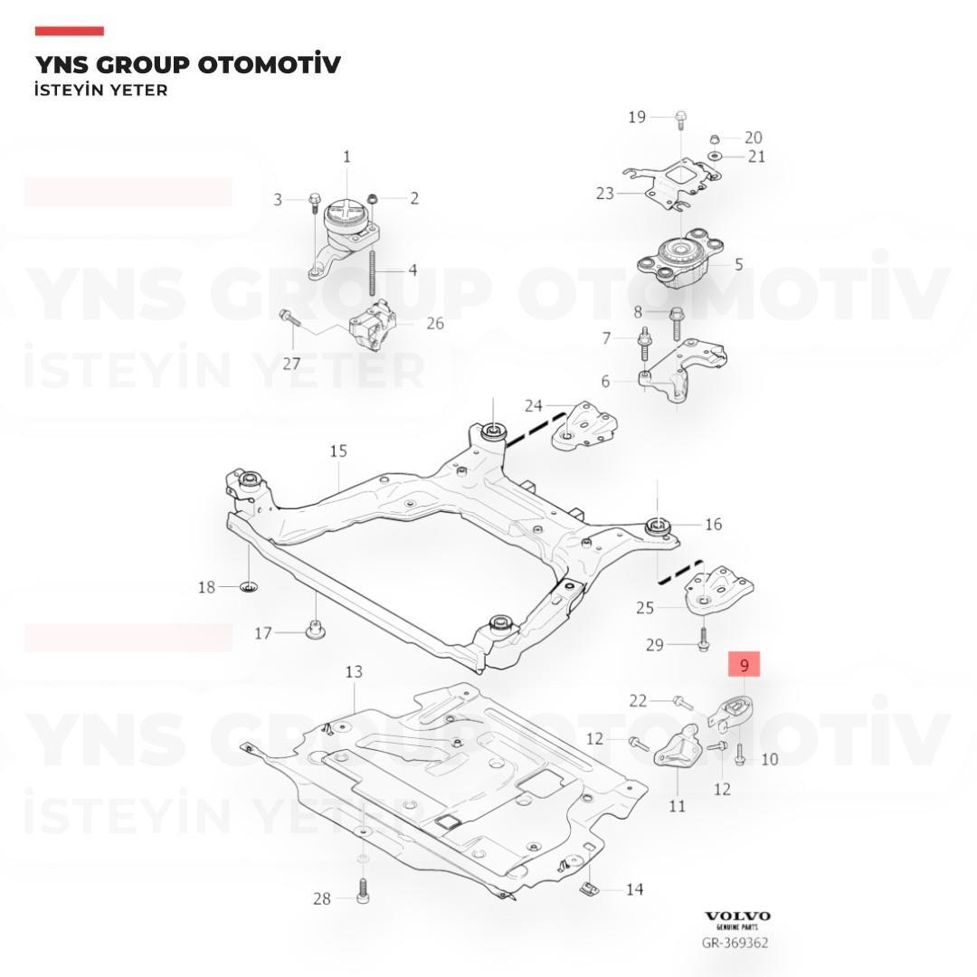 Volvo S60 II V60 10-18 S80 II V70 07-15 Ford Galaxy II Mondeo S-Max 06-15 2.0 Benzinli - Dizel Motor (Şanzıman) Takozu Arka Rapro - R54878 / 30680705