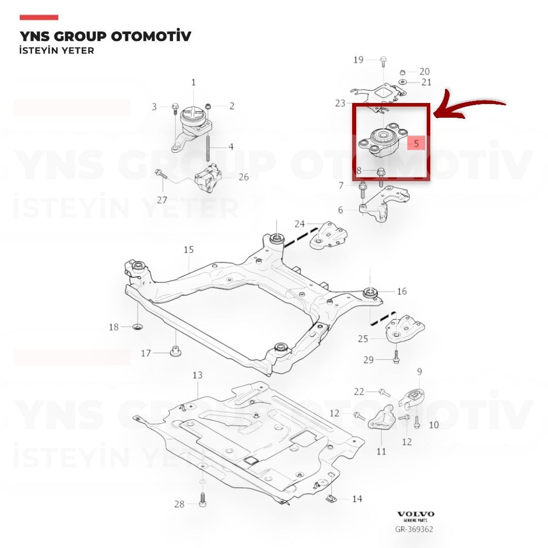 Volvo S60 S80 V60 V70 10-16 1.6 (B416 - D416) Motor Takozu (Kulağı) Sol Febi - 1000522 / 31262710