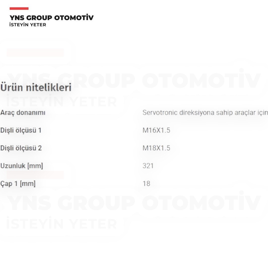 Volvo S60 V60 10-18 V70 07-15 S80 06-16 Xc70 08-16 Rot Mili (Kolu) (Hidrolik Direksiyon) Ayd - 09633 / 30776425