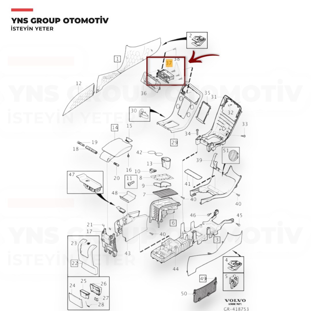 Volvo S60 V60 11-19 Kalorifer Havalandırma Üfleme Izgarası Orta Orjinal - 31393992