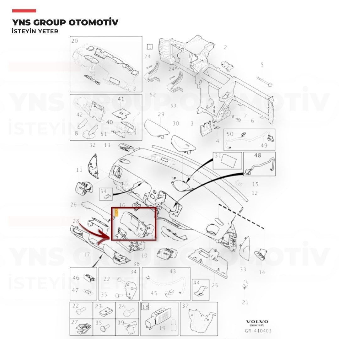 Volvo S60 V60 11-19 Orta Havalandırma Izgarası (Medya Oynatıcı Çerçevesi - 7