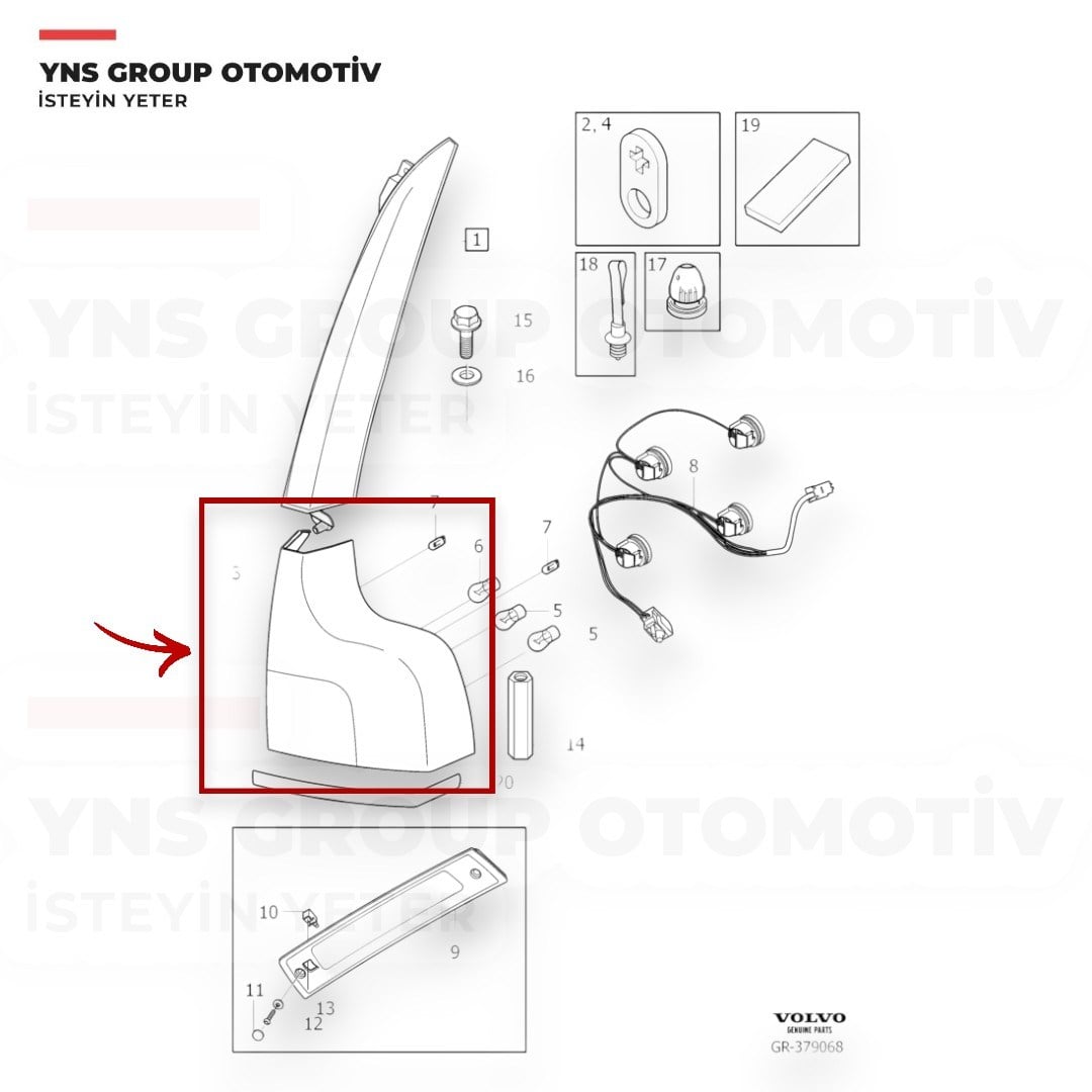 Volvo Xc90 07-11 Arka Stop Lambası Alt Sağ Orjinal - 31213382