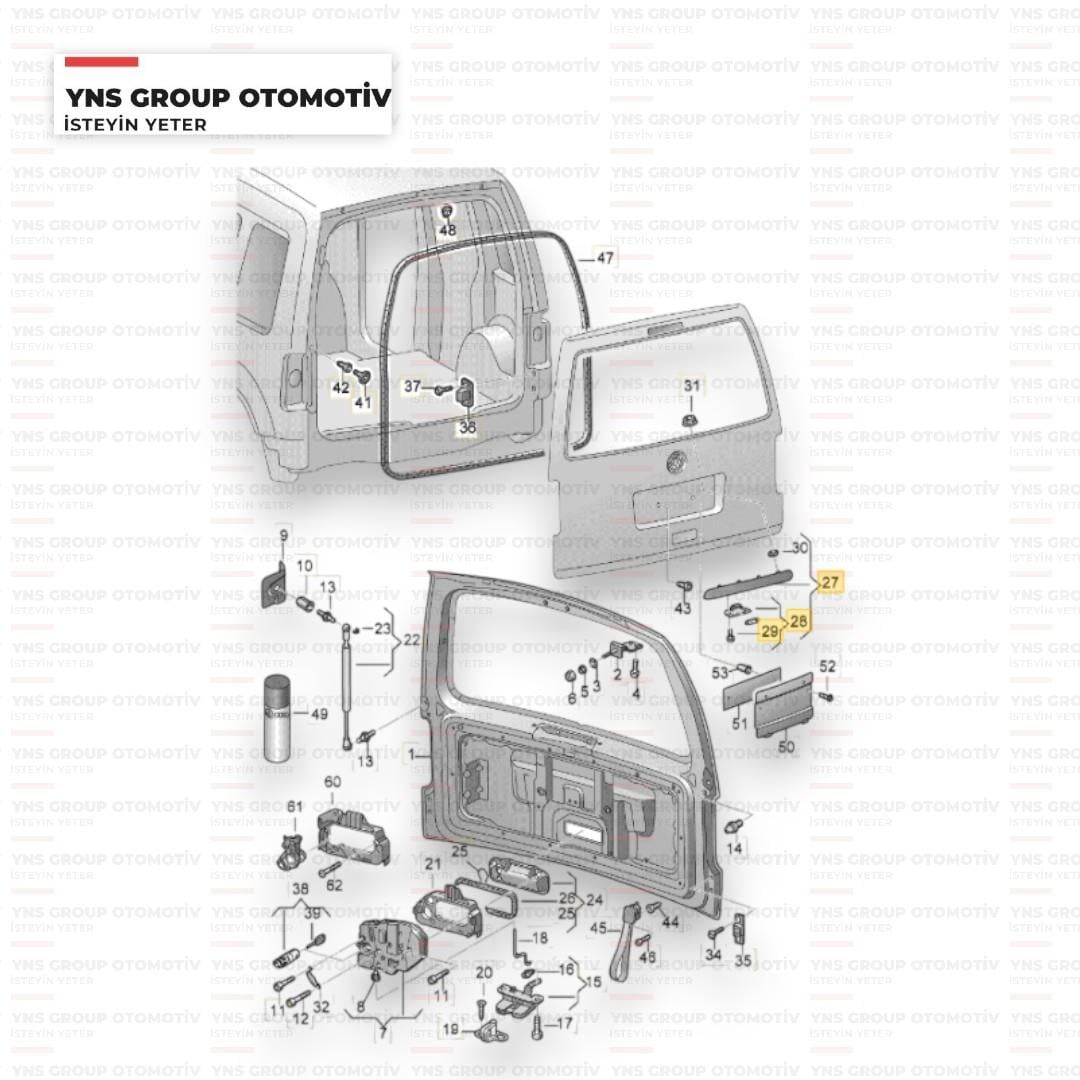 Vw Caddy 04-15 Arka Bagaj Plaka Lambası Çıtası (Tek Çıta - Lambasız) Yns - 2k5827574r9b9
