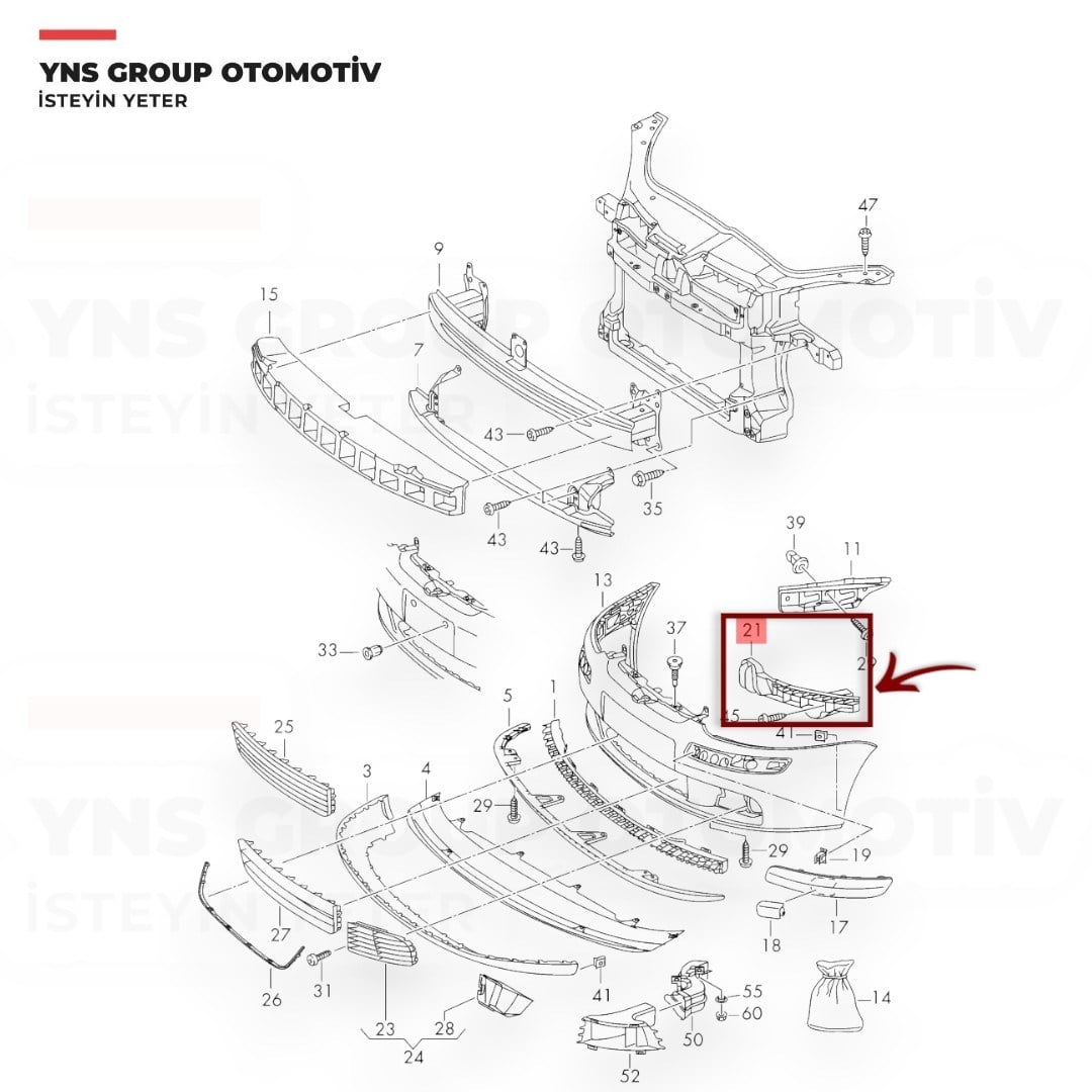 Vw Golf V 04-08 Jetta 05-10 Ön Far Alt Braketi Sol Yns - 1k0807889b