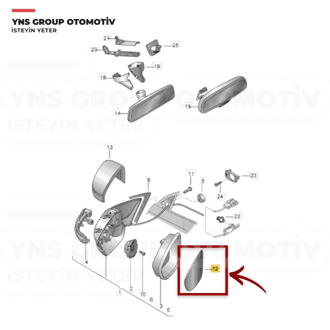 Vw Jetta 10-17 Dış Dikiz Aynası Camı Sağ (Elektrikli - Isıtmalı) Yns - 5c6857522b