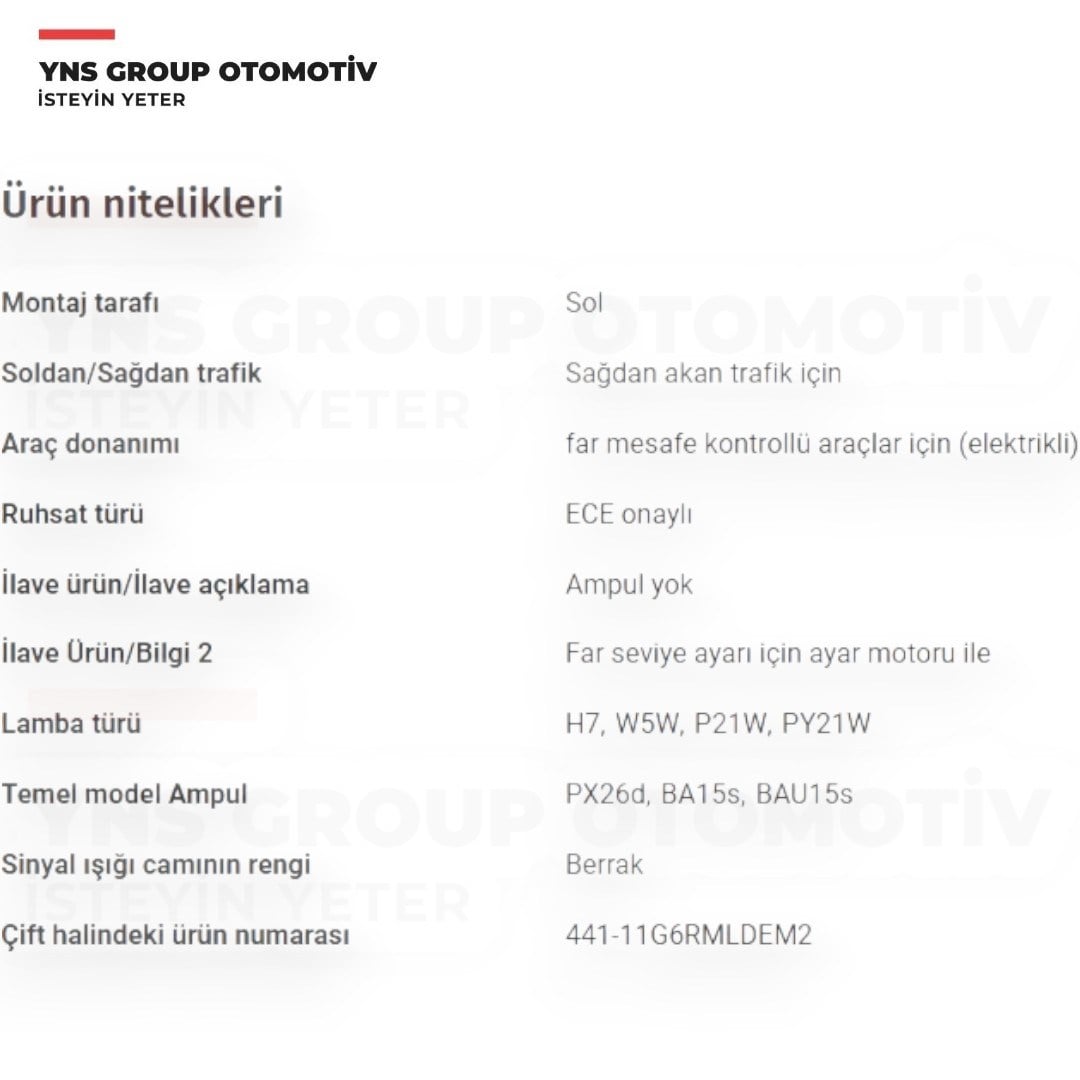 Vw Jetta 10-17 Ön Far Sol (Elektrikli - Motorlu - Siyah) Depo - 44111g6lmldem2 / 5c7941005h