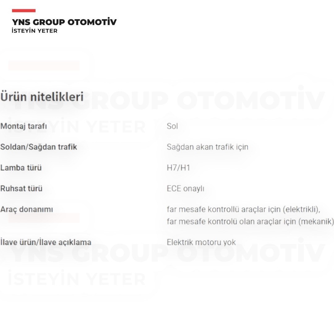 Vw Passat (B5) 96-00 Ön Far Sol (Elektrikli) Tyc - 3b0941017k