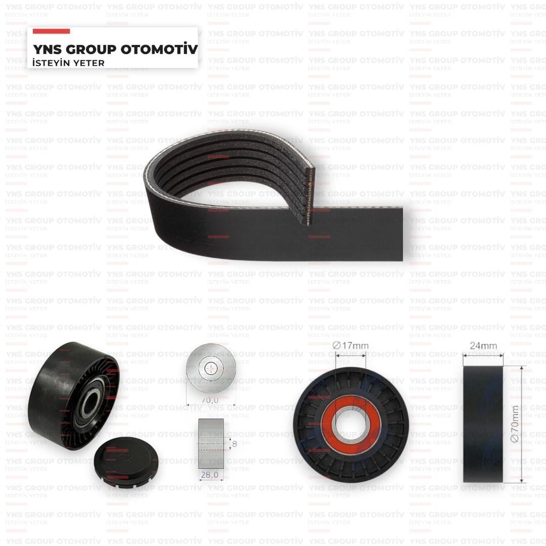 Vw Transporter T5 03- 2.0 Tdi V Kayışı + Rulmanlı Kit Seti (6pk1548) Yns - Altkit001