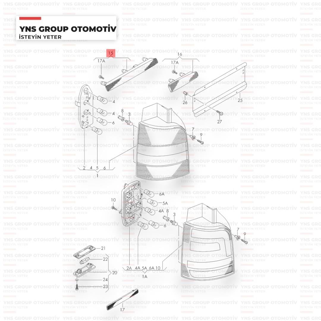 Vw Transporter T5 - T6 03- İlave (3.) Stop Lambası Yns - 7e0945097g