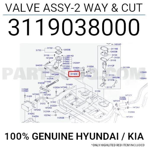 Accent 00- Santafe 98- Dizel Yakıt Kesme Valfi (Depoda ki) Orjinal - 3119038000