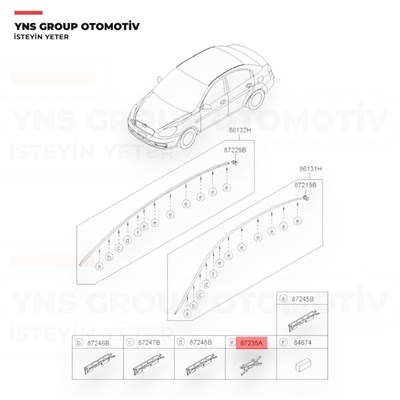 Hyundai Accent Era 06-12 Tavan Çıtası Klipsi Hmc Orjinal - 872351e000