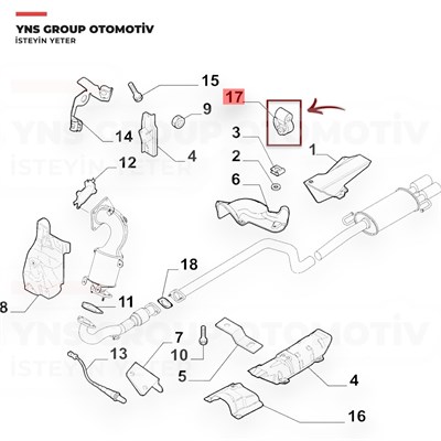 Alfa Romeo Mito 08-15 Citroen Nemo 08- Fiat Fiorino Linea 07- Punto 05- Opel Corsa D- E 07- Peugeot Bipper 08- Egsoz Askı Lastiği Arka Yns - 55702861