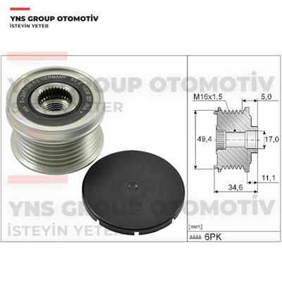 Audi A1 A3 10-15 Seat Arona Ibiza Leon Toledo Skoda Fabia Kamiq Karoq Scala Skoda Octavia Süperb Yeti Vw Arteon Golf Jetta Passat Polo Scirocco Tiguan Touran 1.2 - 1.4 Tsi Alternatör (Şarj Dinamosu) Kasnağı (Gergisi) Ina - 535015510 / 03c903119c