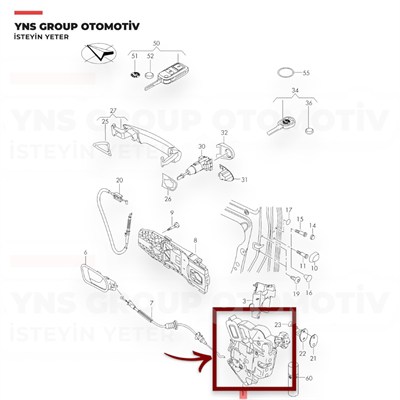 Audi A1 A3 Q3 19- Cupra Leon 20- Seat Arona Ateca Ibiza Leon Toledo 17-24 Vw Arteon 17-24 Caddy Crafter Golf Passat Polo 15- T-roc 17- Tiguan Touran 10- Ön Kapı Kilidi Sol Yns - 5e1837015a