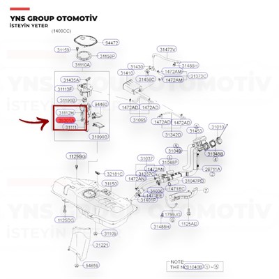 Hyundai Accent Era 06-12 Kia Rio 06-12 1.4 - 1.6 16v Yakıt Basınç Regulatörü (Şamandıradaki) Hmc Orjinal - 353011g000