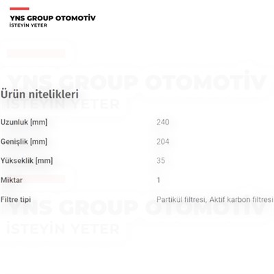 Chevrolet Aveo T300 Cruze 10- Spark 05- Opel Astra J Insignia A Meriva B 08-17 Mokka Zafira C 12-19 Polen Filtresi (Karbonlu) EuroRepar - 1613732780