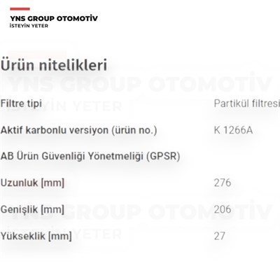 Chevrolet Captiva 06- Opel Antara 06-11 Polen Filtresi Filtron - K1266