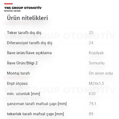 Citroen Berlingo 08- C4 04- Peugeot P307 00- Partner 08- 1.4 - 1.6 Hdi Ön Aks Mili Komple Sol Febi - 181916 / 3272lw